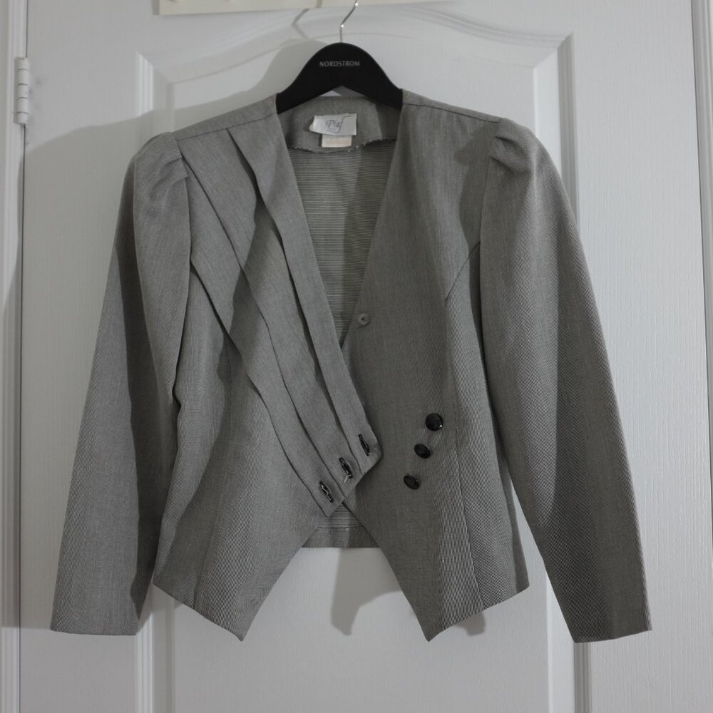 Piaf Grey Vintage Blazer Made in Canada Size S 5/6 - Picture 2 of 8